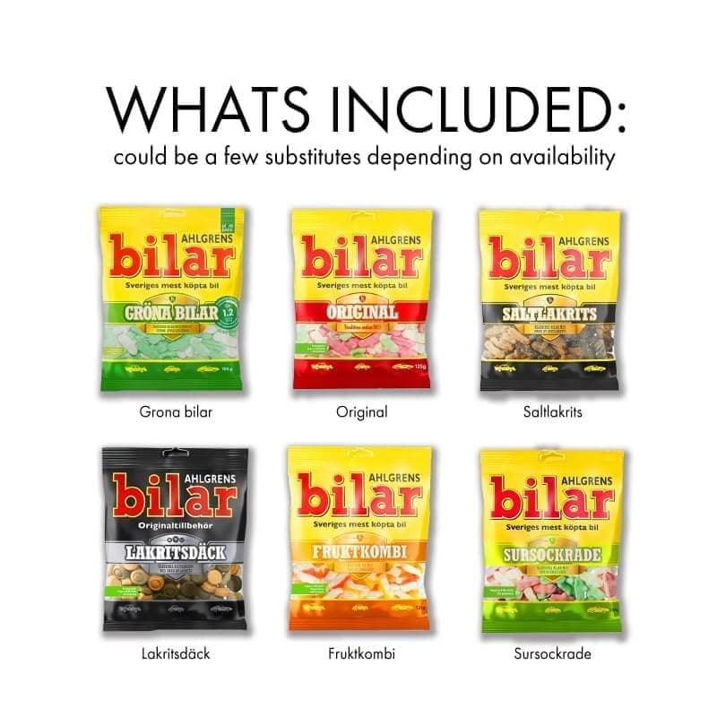 Ahlgrens Bilar Mix Set – 6 Flavor Packs of Swedish Candy