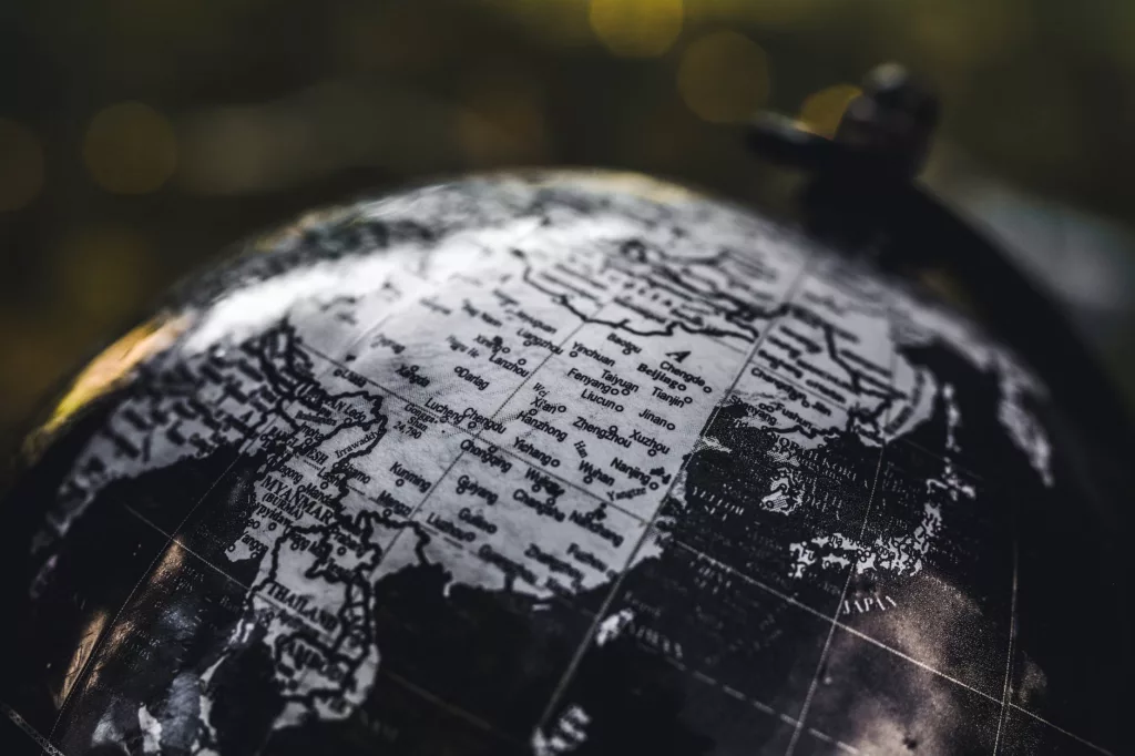 black and gray desk globe